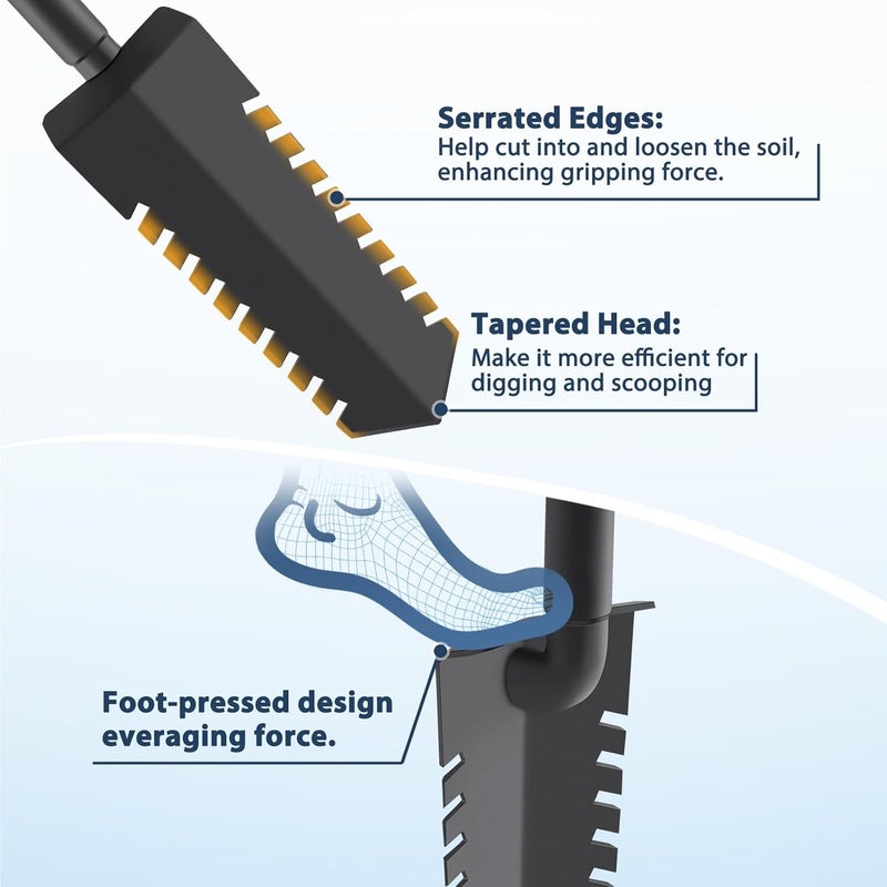 GADFISH 40" Metal Detecting Shovel Digging Tool, T-Handle Metal Detector Shovels, Root Slayer Shovel for Landscapers Lawn Gardeners Relic & Gold Prospecting - Image 4